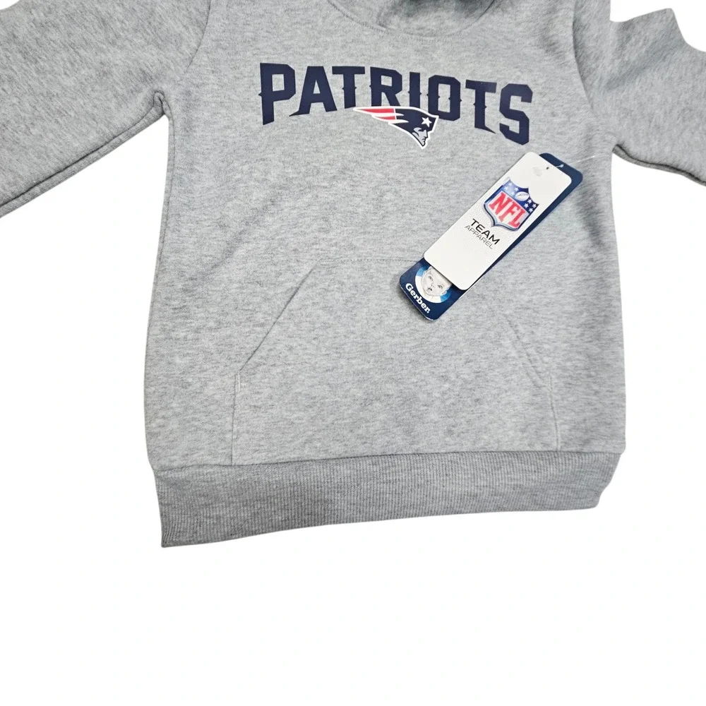 Gerber NFL Patriots Hoodie Kids 5T Gray Fleece Pullover Fan Gear Football Sports